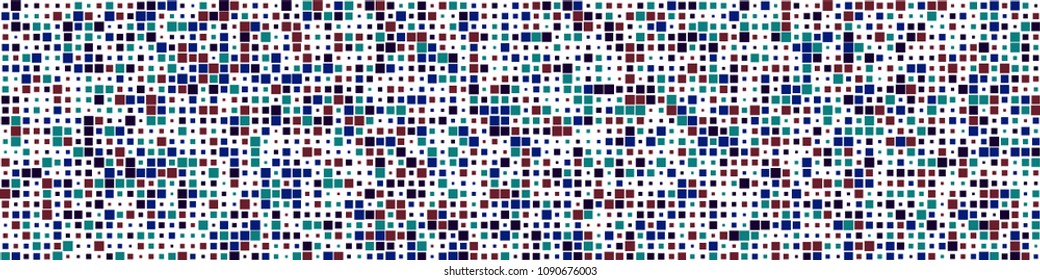 Digital texture. Modern pattern with colorful elements for poster or banner. Horizontal halftone background with color squares for your design. Vector texture.