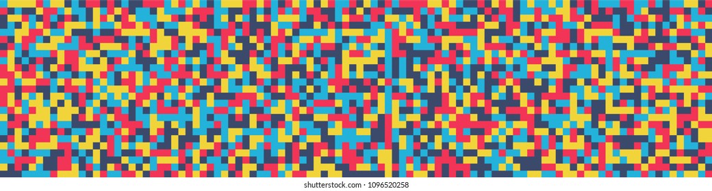 Digital texture. Modern pattern with colorful squares for poster or banner. Horizontal halftone background with color squares for your design. Vector texture.