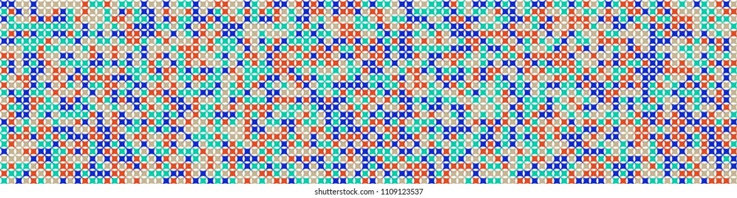 Digital texture. Modern pattern with colorful squares for print or mobile application. Horizontal halftone background with color elements for your design. Vector texture.