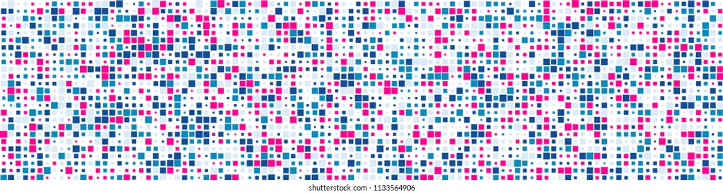 Digital texture. Modern pattern with colorful elements for card or print. Horizontal halftone background with color squares for your design. Vector texture.