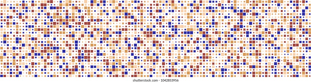 Digital texture. Retro pattern with colorful squares for poster or banner. Horizontal halftone background with color squares for your design. Vector texture.