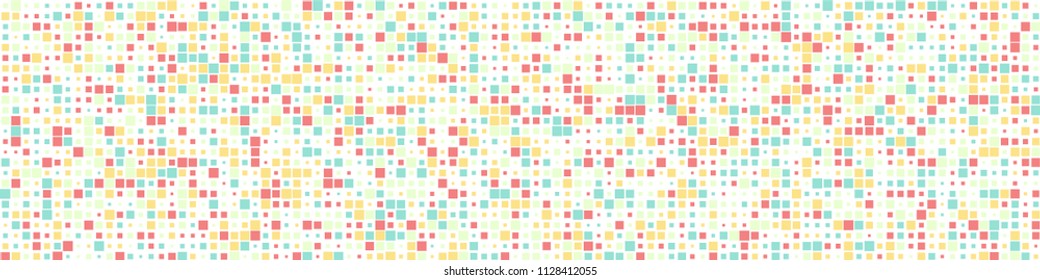 Digital texture. Retro pattern with colorful elements for card or print. Horizontal halftone background with color squares for your design. Vector texture.