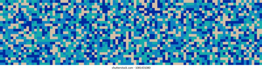 Digital texture. Trendy pattern with colorful elements for poster or banner. Horizontal halftone background with color squares for your design. Vector texture.