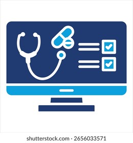 Ilustração do vetor de ícone azul plano da terapia digital