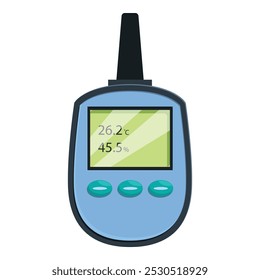 higrômetro térmico digital mostrando temperatura e umidade com antena estendida