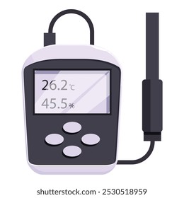 higrômetro térmico digital mostrando temperatura e umidade, usado para medir o clima interno