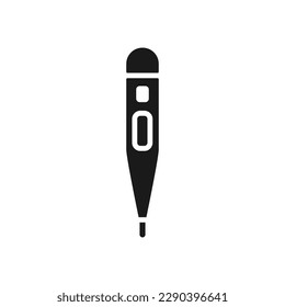 Digital thermometer black fill icon, body temperature meter. Vector illustration template in trendy style. Editable graphic resources for many purposes.