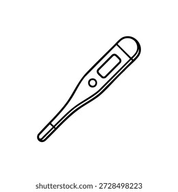 Digitales Thermometer schwarz-weiß, Vektorgrafik, medizinisches Temperatursymbol