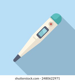 Digitales Thermometer mit blauem und weißem Hintergrund, flaches Design-Icon, Temperatur in Celsius und Fahrenheit messen