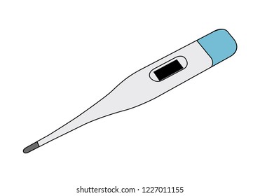 Digital thermometer cartoon, isolated on white background