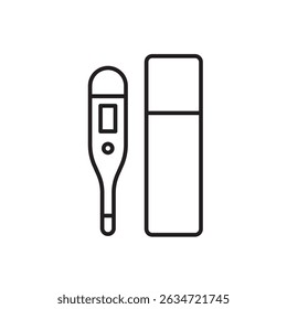 Digital thermometer with case icon for medical kits personal healthcare and travel safety visuals