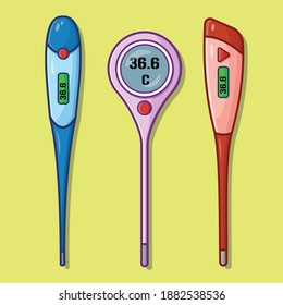 Digital Thermometer Collection Vector Illustration. Thermometer icon design concept.