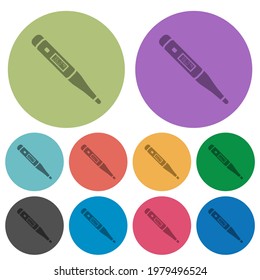 Digital thermometer darker flat icons on color round background