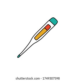 digital thermometer doodle icon, vector illustration