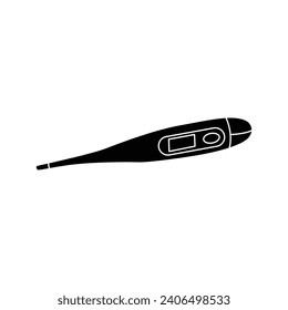 Icono de relleno del termómetro digital, medidor de temperatura corporal. 