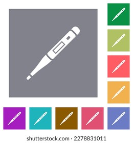 Iconos planos de termómetro digitales sobre fondo cuadrado de color sencillo