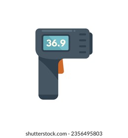Digital thermometer gun icon flat vector. Medical hand. Laser sensor isolated