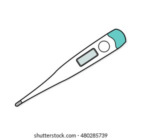 Digital Thermometer, a hand drawn vector illustration of a digital thermometer.