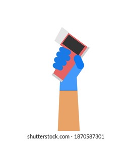 A digital thermometer held by hand of healthcare provide.