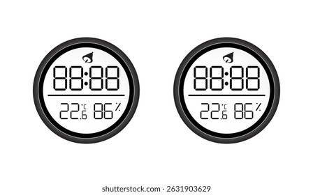 Digital Thermometer and Hygrometer Display Icons Set for Home Weather Monitoring System, Smart Home Automation for Temperature and Humidity Control, Isolated on White
