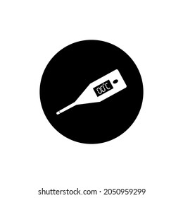 Icono digital del termómetro círculo color negro editable. Icono de termómetro