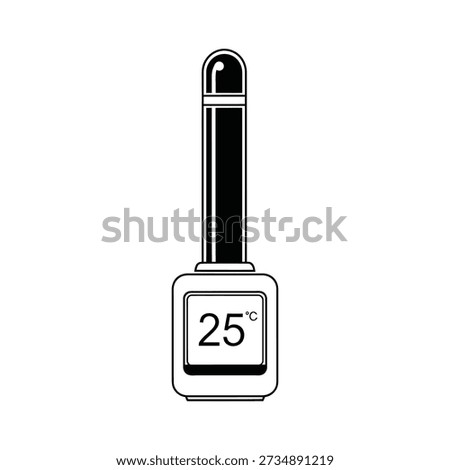 Digital Thermometer Icon with 25°C Display ,Temperature Sensor and Measurement Tool Vector