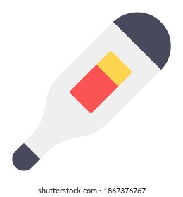 
Digital thermometer icon in flat design, temperature measuring device 
