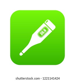 Digital thermometer icon green vector isolated on white background