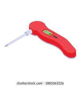 Digital thermometer icon. Isometric of digital thermometer vector icon for web design isolated on white background
