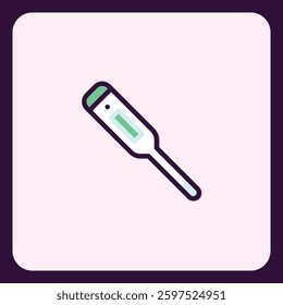 Digital thermometer icon in minimalist flat design on soft background