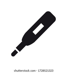 digital thermometer icon over white background, silhouette style, vector illustration