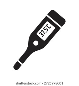 Digital thermometer icon showing high temperature a medical symbol for fever and illness diagnostics for healthcare and hospital equipment check