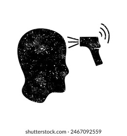 Icono de termómetro digital termo pistola temperatura corporal comprobar negro dibujado a mano icono en aspecto grunge
