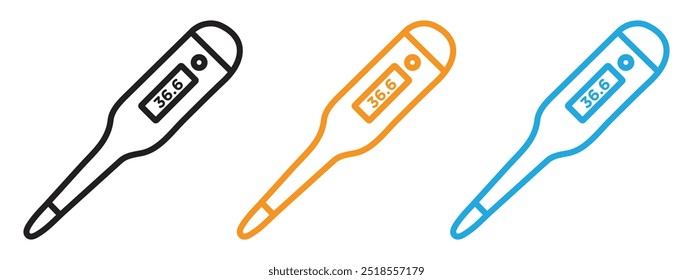 Digital thermometer icon Thin line illustration set