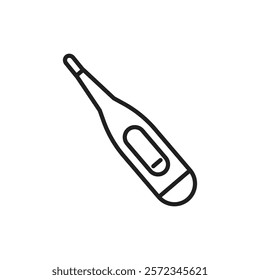 Digital thermometer icon Vector flat thin line illustration