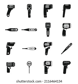 Digital thermometer icons set simple vector. Digital medical. Electronic care