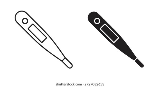 Conjunto de iconos de termómetro digital. Ilustración vectorial de línea simple