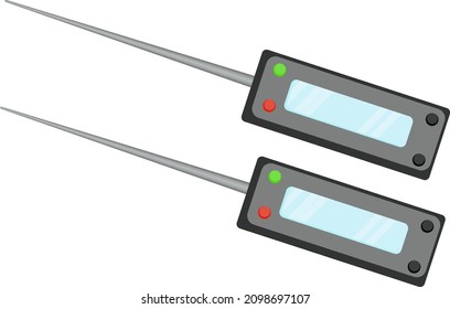 Termómetro digital, ilustración, vector sobre fondo blanco.
