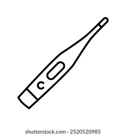 Icono de línea de termómetro digital negro. Firme para la página del Web, App móvil, Botón, logotipo. Vector Botón aislado. Trazo editable.