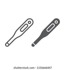 Digital thermometer line and glyph icon, medical and health, medical thermometer sign, vector graphics, a linear pattern on a white background, eps 10.