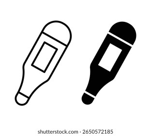 Digital thermometer line icons in thin line vector style. digital thermometer, typically used to measure body temperature.