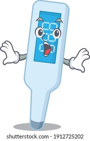 digital thermometer mascot design concept showing a amazed gesture