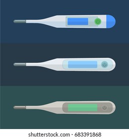 Digital thermometer to measure the temperature. Flat illustration