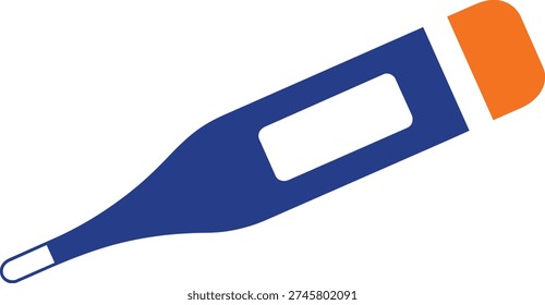 Digital thermometer with orange cap on transparent background for medical and healthcare usage