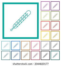 Iconos de color plano de contorno del termómetro digital con marcos cuadrantes sobre fondo blanco