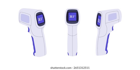 Illustrationssatz für digitalen Thermometerscanner. Illustrationen für Websites, Landingpages, mobile Apps, Poster und Banner