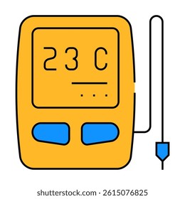digital thermometer with sensor line icon vector. digital thermometer with sensor sign. isolated symbol illustration