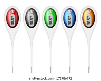Digital thermometer set isolated on a white background.