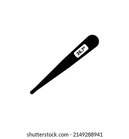 Silhouette Termómetro Digital. Elemento de diseño de iconos blancos y negros sobre fondo blanco aislado