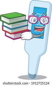 digital thermometer student mascot design read many books when study at home